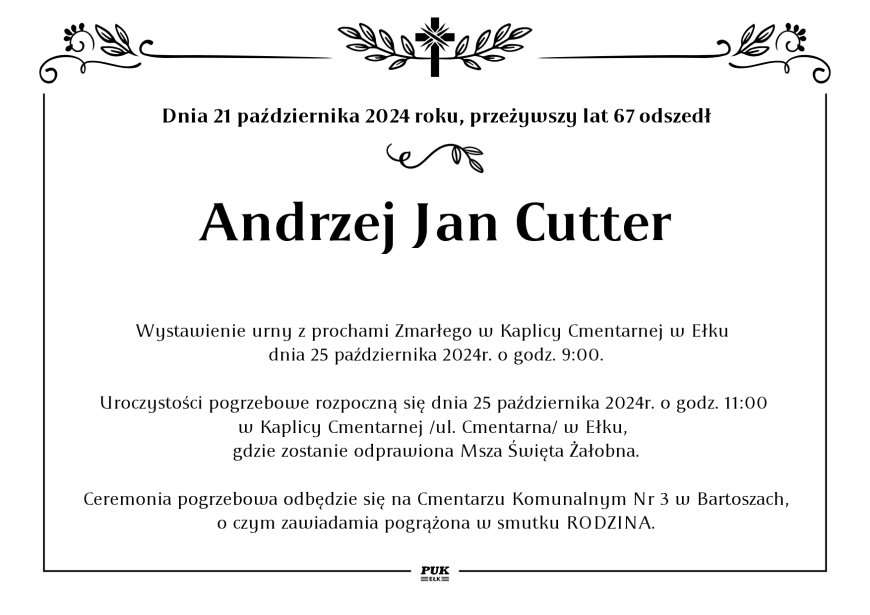 Andrzej Jan Cutter - nekrolog